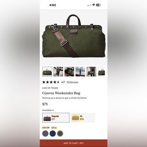 Line of Trade Olive Canvas Weekender Bag